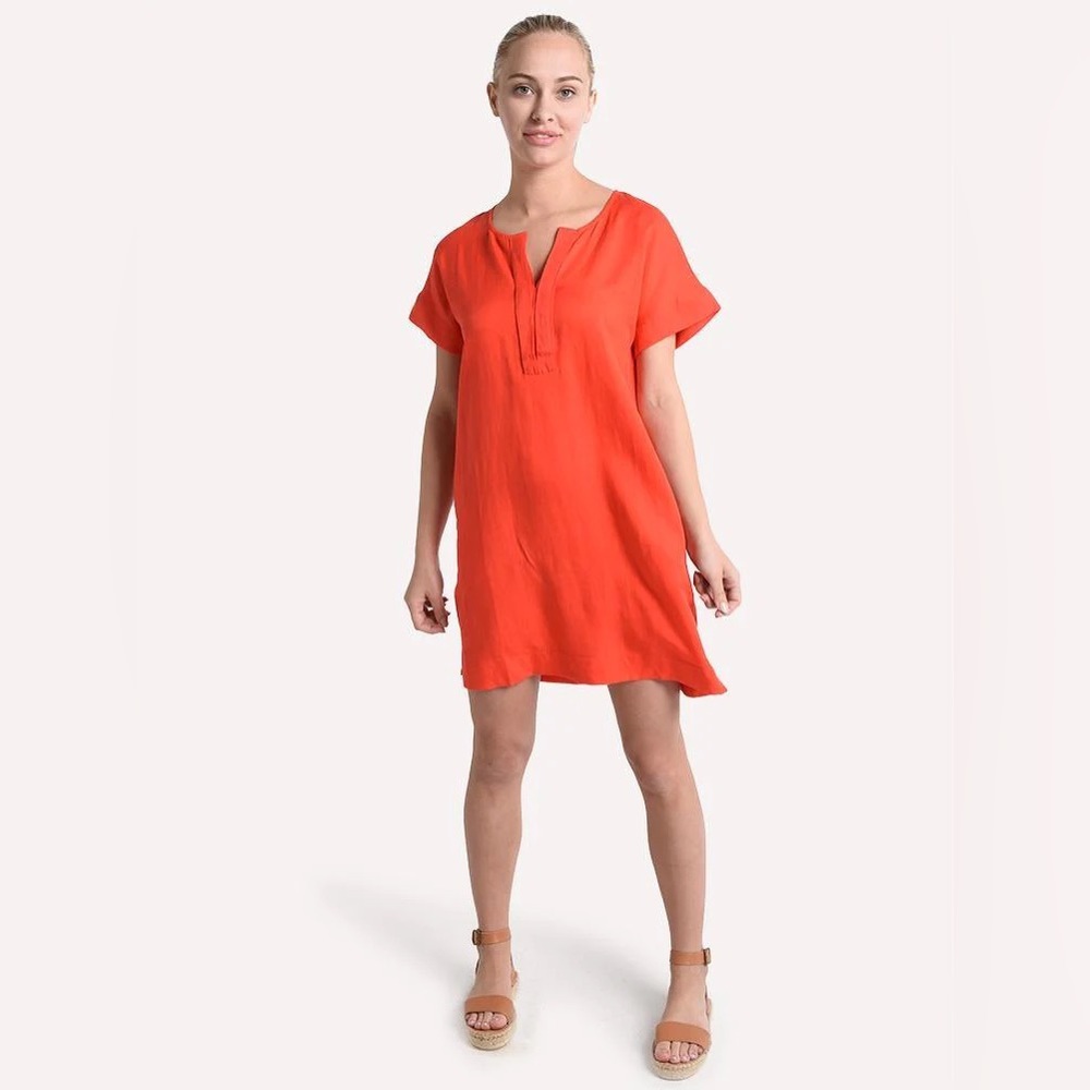 Red Tencel Linen Ellison Shift Dress